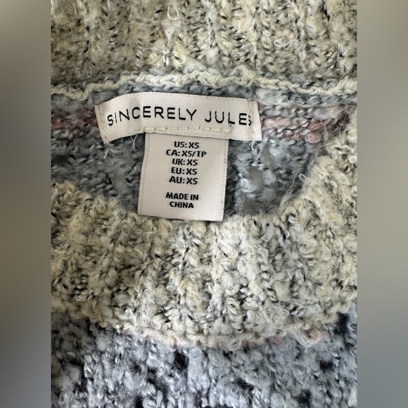 Sincerely Jules Cropped Length Wool Blend Patchwork Sweater Women's XS Pastel - Picture 4 of 7